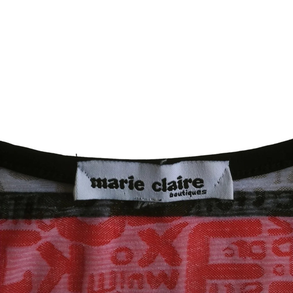 Marie Claire Faux Cardigan Striped Top Red Black Aqua Gray L - Picture 9 of 10